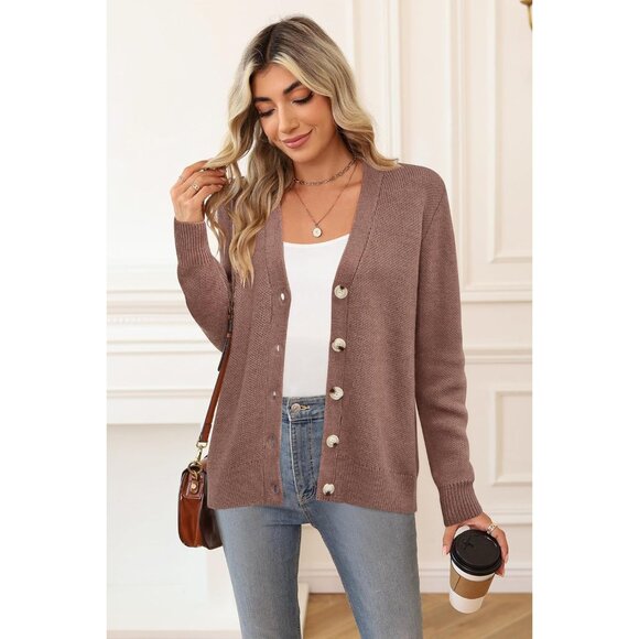 Women's Wool Blend Cardigan Sweater Button Down Long Sleeve Casual Warmth - Picture 2 of 7